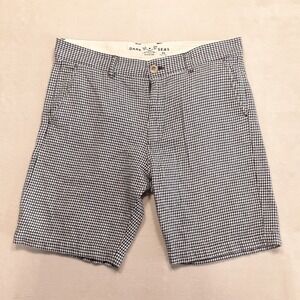Dark Seas Division Mens Flat Front Chino Shorts 34 Black Houndstooth Pattern